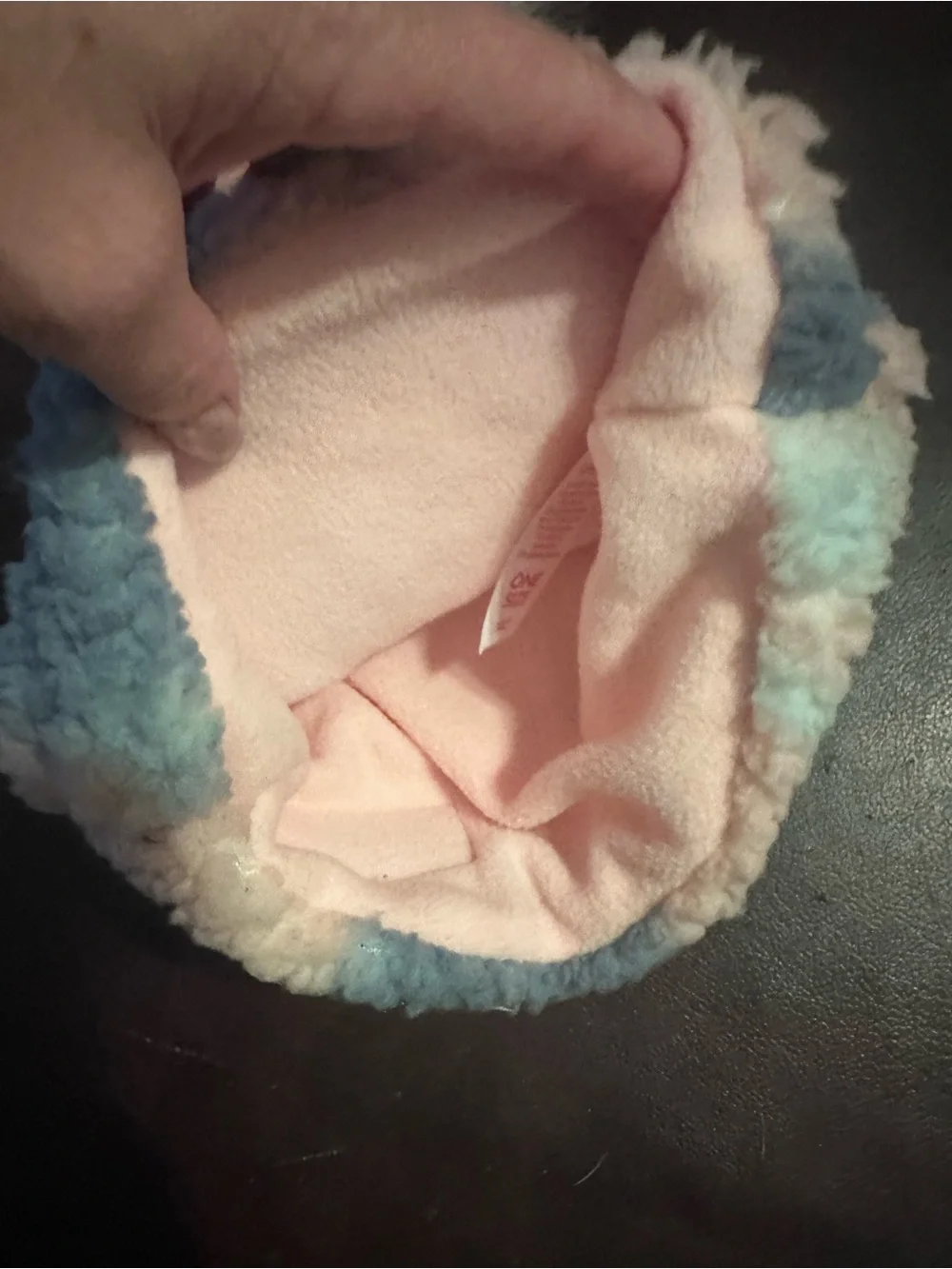 Justice Pink & Light Blue Faux Fur Pom Sherpa Beanie